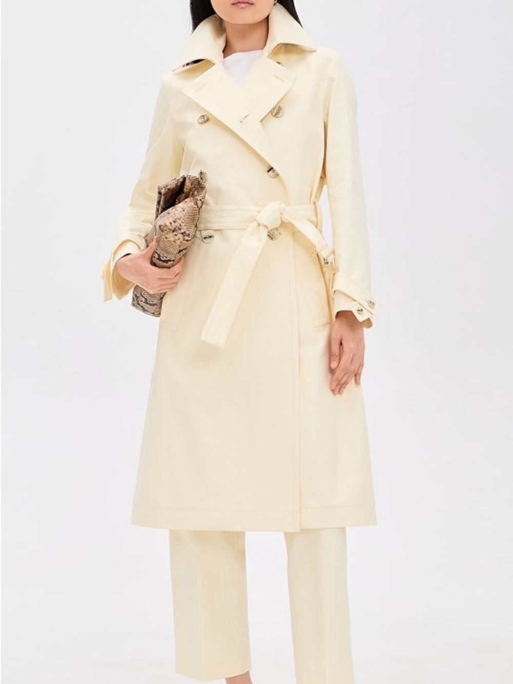 Theory Cream water proof rain Trench Coat